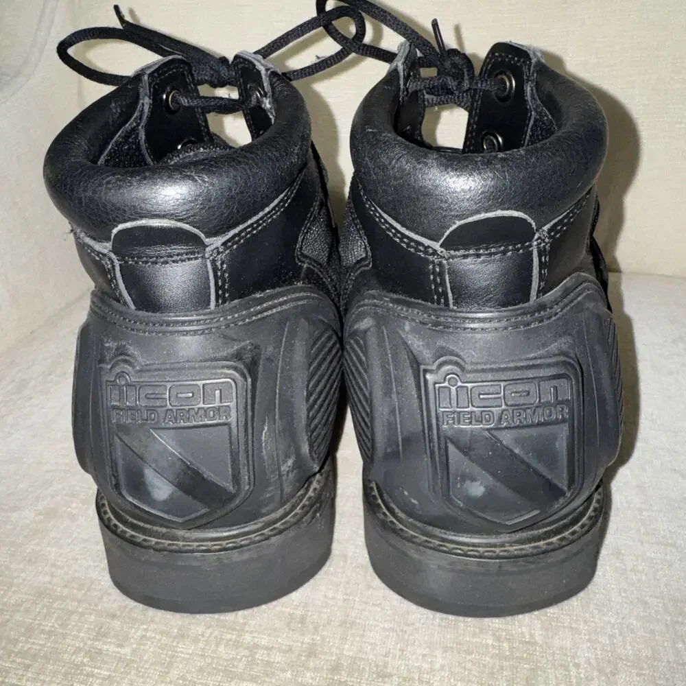 Icon Field Armor Chukka Motorcycle Boots Black Leather Fabric Men's Size 13